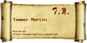 Temmer Martin névjegykártya